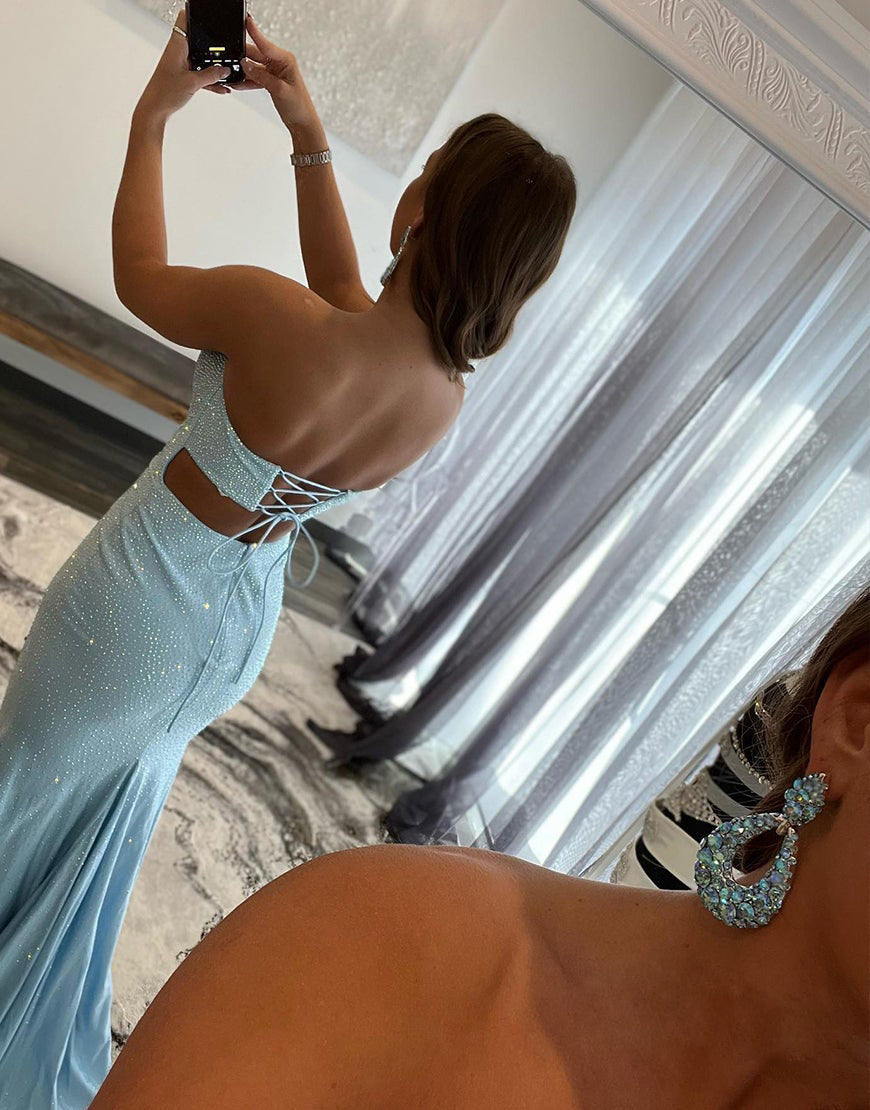Sexy Tight Strapless Light Blue Long Mermaid Prom Dress Dressself Sexy Tight Strapless Light Blue Long Mermaid Prom Dress Dressself