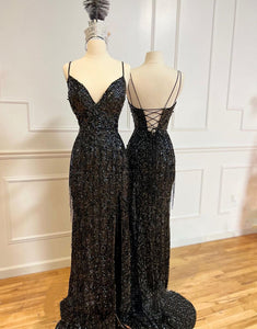Mermaid Glitter Long Sequin Black Prom Dress
