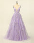 Lilac Princess Long Prom Dress with Embroidery