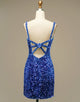 Glitter Blue Sequins Short Homecoming Party Dress