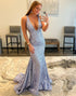 Deep V-neck Sequin Mermaid Long Prom Dress