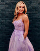 Lilac Tulle Prom Dress with Appliques