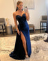 Sheath Navy Sweetheart Prom Dress with Split