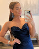 Sheath Navy Sweetheart Prom Dress with Split
