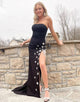 Strapless Black Prom Dress with Shiny Stars
