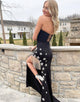 Strapless Black Prom Dress with Shiny Stars