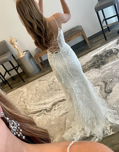 White Lace Sheath Prom Dress