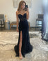 Black Sweetheart Lace Prom Dress with Split