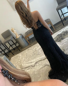 Black Sweetheart Lace Prom Dress with Split