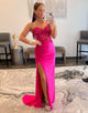Sweetheart Pink Long Prom Dress with Lace