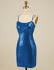 Sheath Royal Blue Sequin Homecoming Dress
