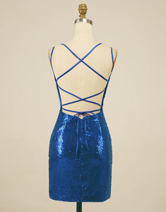 Sheath Royal Blue Sequin Homecoming Dress