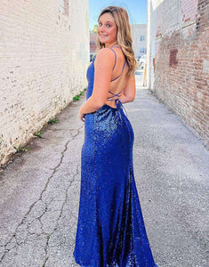 Simple Long Sequin Prom Dress with Split