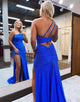 Royal Blue Sheath Beading Prom Dress