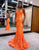 Orange Long Backless Sexy Prom Dress
