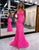 pink mermaid long prom dress