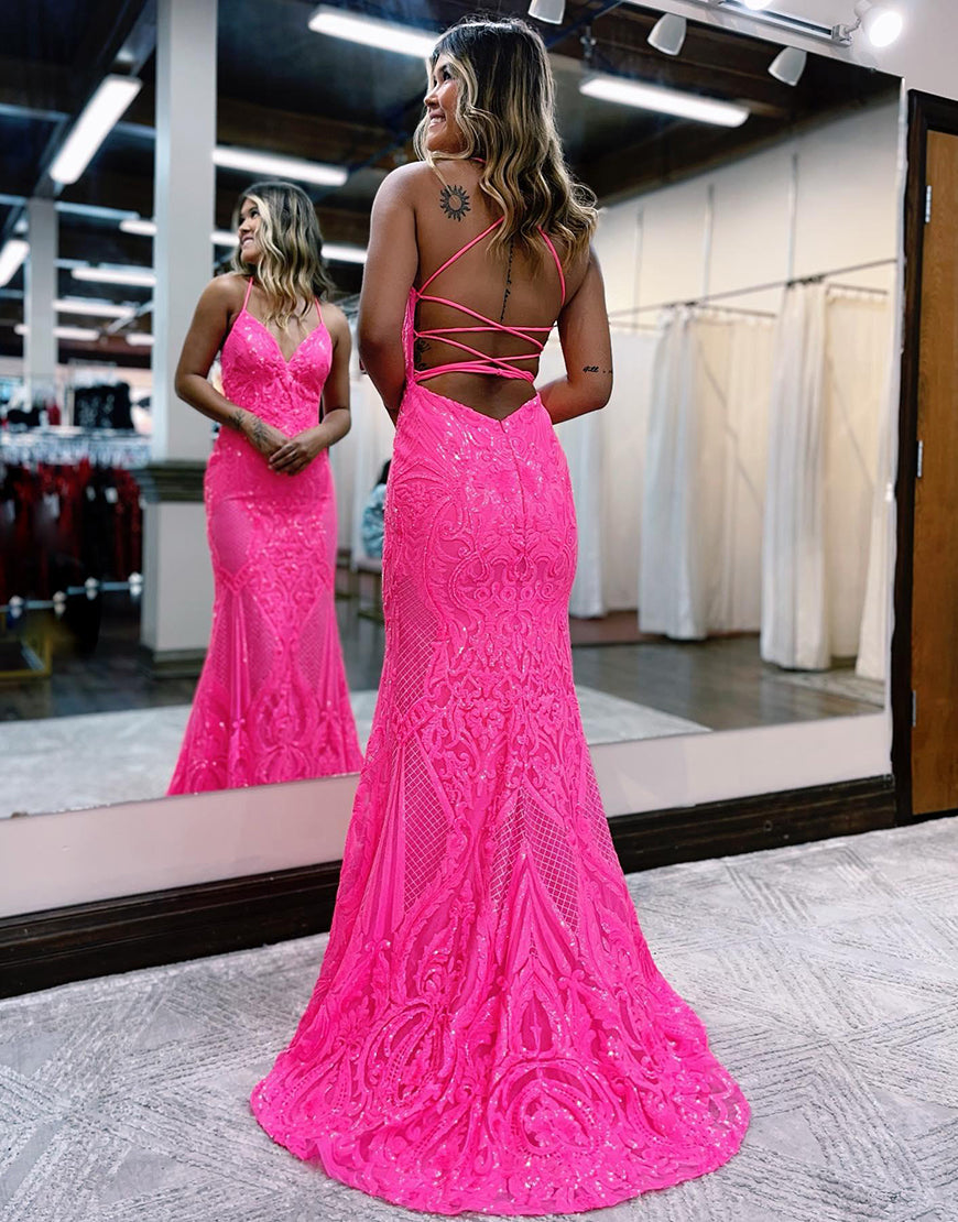 Dressself Pink Lace Mermaid Long Prom Dress Unique Formal Evening Dresses Dressself Pink Lace Mermaid Long Prom Dress Unique Formal Evening Dresses