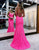 pink mermaid long prom dress