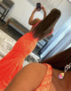 Deep V-neck Sequin Mermaid Orange Prom Dress