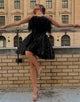 Strapless Black Homecoming Dress with Feather