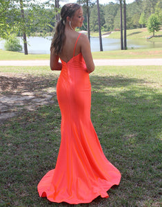 Orange One Shoulder Prom Dress with Split