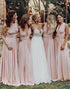 Convertible Blush Long Bridesmaid Dress