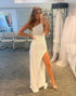 Sparkly One Shoulder White Sheath Prom Dress