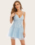 Blue Homecoming Dress With Appliques