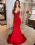 Mermaid Dark Red Prom Dress with Beading
