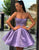 A-Line Short Lilac Satin Homecoming Dress