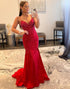 V-neck Beaded Mermaid Long Prom Dress