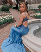 Mermaid Blue Prom Dress with Beading