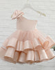 One Shoulder Pink Flower Girl Dresses with Bow