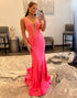 Long Beaded Backless Mermaid Prom Dress