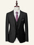 Black Notched Lapel 3 Piece Wedding Men Suits