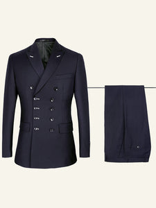 Navy 2 Piece Double Breasted Men Wedding Suits
