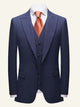 Dark Blue Pinstriped 3 Piece Men Wedding Suits