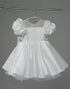 White Flower Girl Dress Princess with Puff Sleeves