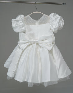 White Flower Girl Dress Princess with Puff Sleeves