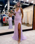 Sequin Lilac Prom Dress with Split