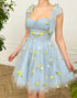 Light Blue Short Homecoming Dress with Flowers