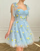 Light Blue Short Homecoming Dress with Flowers
