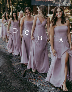 Lilac Long Chiffon Mismatched Bridesmaid Dress