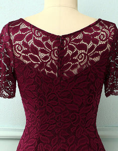 Lace Burgundy Mother of the Bride Dress