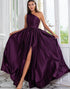 One Shoulder Long Purple Prom Dress with Split