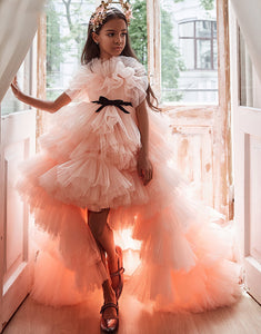 High-Low Tulle Pink Flower Girl Dress
