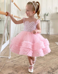 Pink Pearls Flower Girl Dress