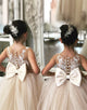 Light Champagne Flower Girl Dress Princess with Bow