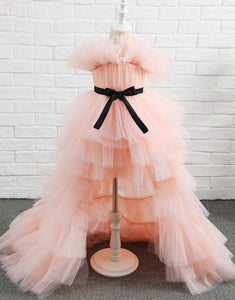 High-Low Tulle Pink Flower Girl Dress