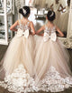 Light Champagne Flower Girl Dress Princess with Bow
